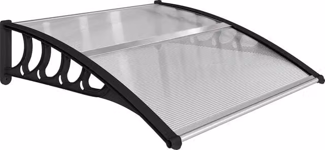 Tettoia da esterno Outsunny in policarbonato trasparente per porte e finestre, L: 103 cm, P: 96,5 cm, H: 27 cm