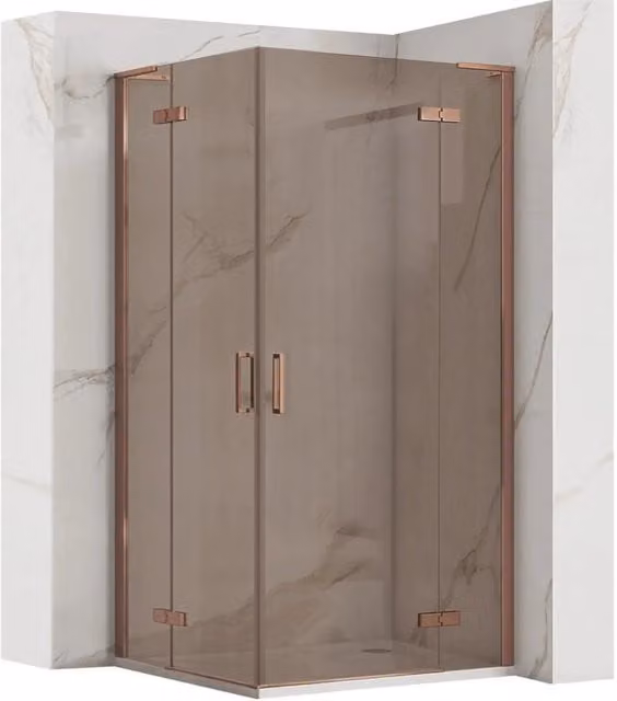 Cabina Doccia Angolare Rea Hugo Double con Rivestimento Easy Clean, Colore Bronze, L/P: 80 x 80 cm