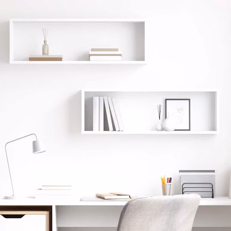 Set di 2 mensole a cubo da parete vidaXL in legno bianco opaco L 80 cm x P 15 cm x H 26,5 cm