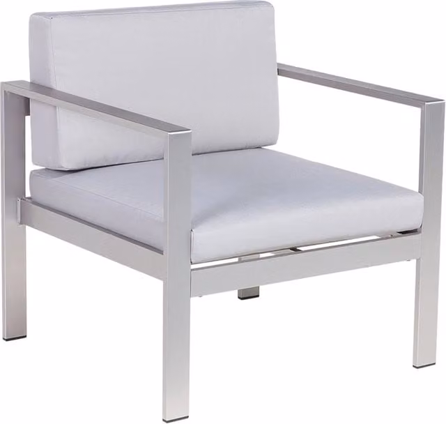 Poltrona da giardino moderna BELIANI in alluminio verniciato grigio con cuscini resistenti ai raggi UV per esterno