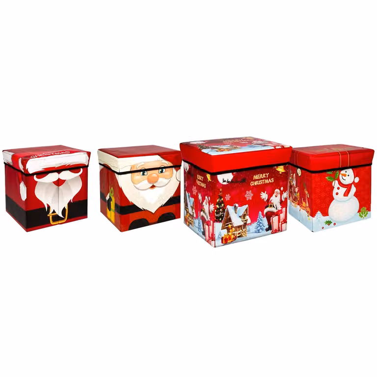 Pouf Contenitore Natalizio Pieghevole VESTIAMO CASA Multicolore L/P/H: 30 x 30 x 30 cm
