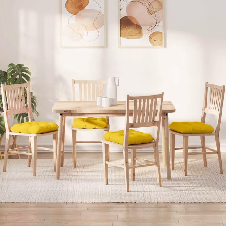 Set di 4 cuscini per seduta vidaXL in tessuto giallo, lavabili e traspiranti, L 45 x P 45 x H 12 cm