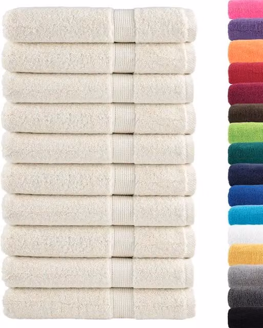 Set di 10 asciugamani per sauna vidaXL in cotone spugna beige L: 80 cm, P: 200 cm, 600 g/m²