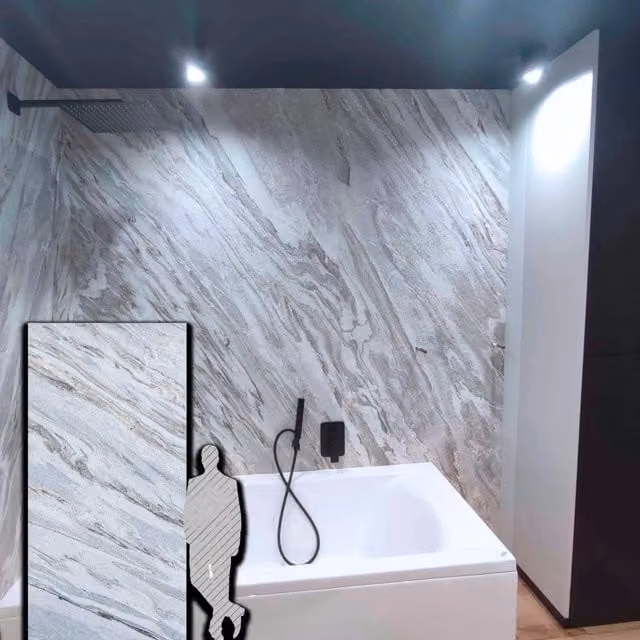 Rivestimento flessibile in vera pietra naturale CILIAN per interno ed esterno, colore grigio, L: 122 cm, H: 280 cm, Spessore: 0,3 cm