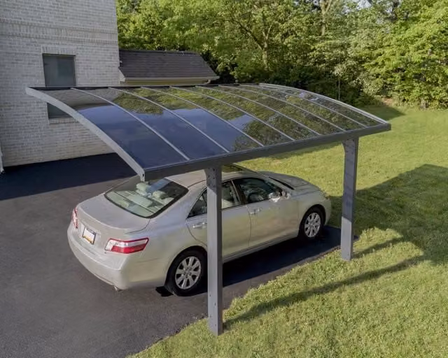 Carport Canopia Arizona Breeze in alluminio e policarbonato con grondaia, colore antracite, L 5 m x P 3 m
