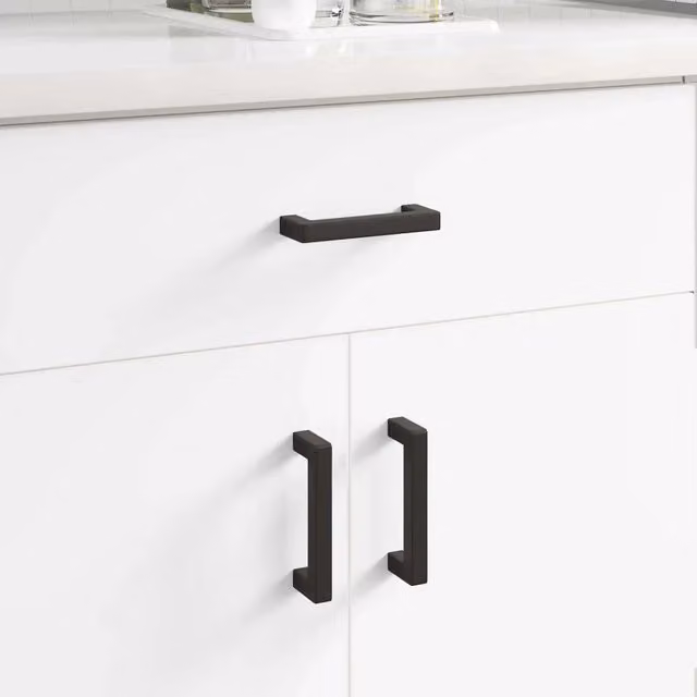 Set di 530 maniglie per mobili vidaXL in acciaio nero opaco, L: 10,5 cm, H: 3,6 cm, P: 1,2 cm