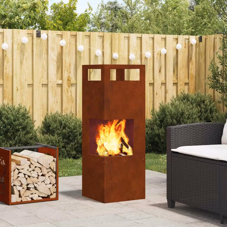 Braciere Chiminea vidaXL in Acciaio Marrone resistente alle intemperie