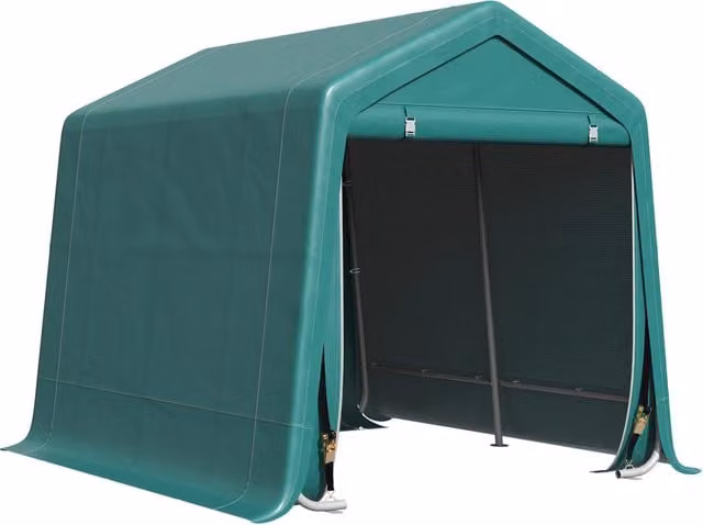 Garage Moto e Biciclette da Esterno Design In, Carport in Metallo e Poliestere, Verde, L: 240 cm, P: 200 cm, H: 202 cm