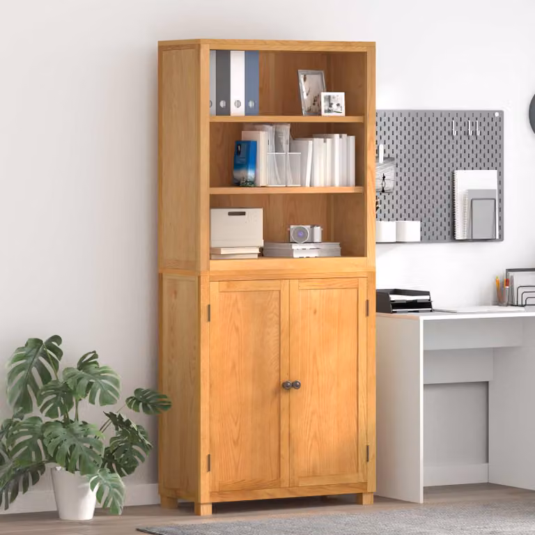 Set di 2 mobili per magazzino e soggiorno vidaXL in legno di quercia marrone, con ante a battente e ripiani interni, L/P/H: 80 x 35 x 185 cm
