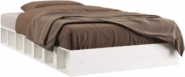 Letto matrimoniale Small Double in legno massello di pino bianco laccato L: 120 cm, P: 190 cm