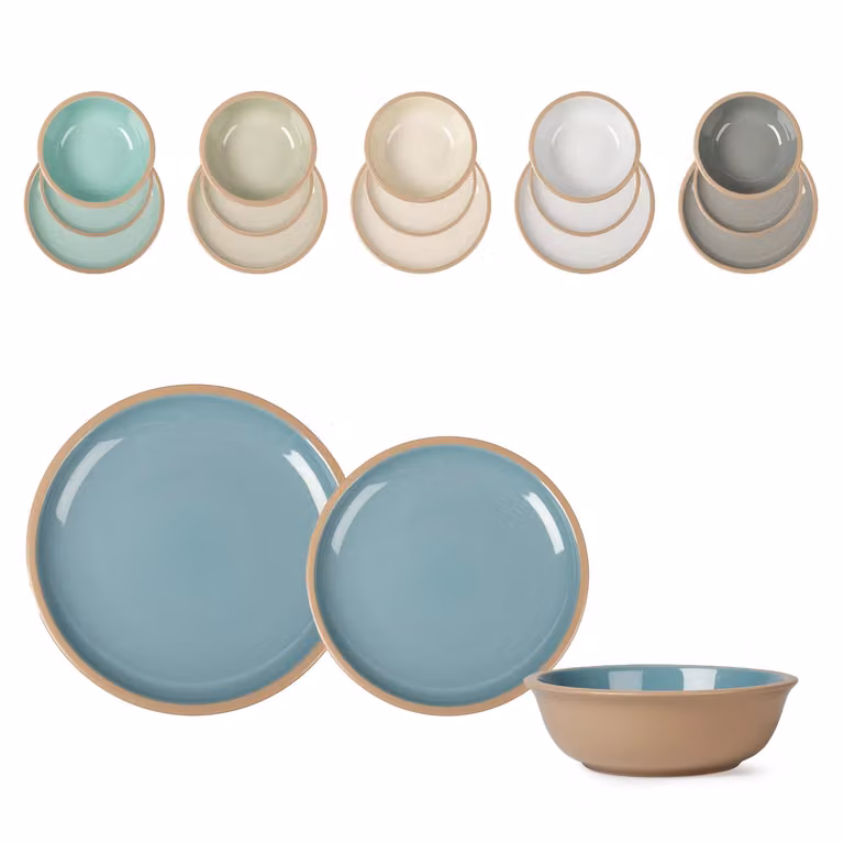 Servizio di piatti Kalamata GUSTO CASA in stoneware blu, 18 pezzi