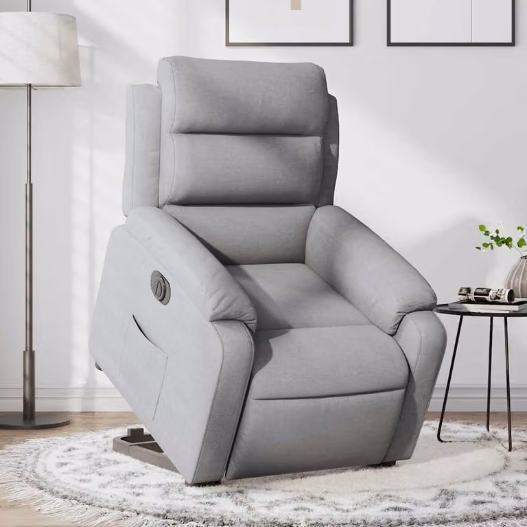 vidaXL Poltrona Reclinante Alzapersona Elettrica Grigio Chiaro in Tessuto