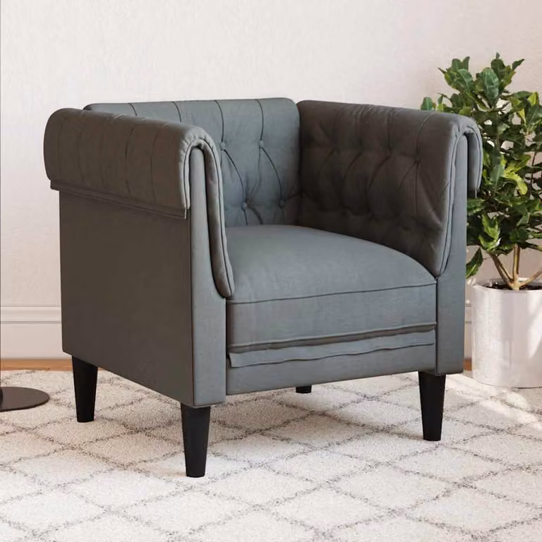 Poltrona Chesterfield vidaXL in tessuto grigio con braccioli per il tuo soggiorno