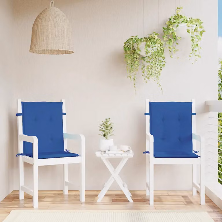 Set di 2 cuscini per sedia vidaXL in tessuto Oxford blu, impermeabili e traspiranti, L 100 cm x P 50 cm x H 3 cm