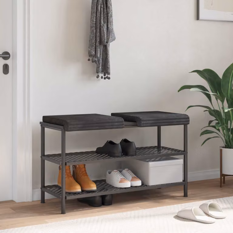 Set di 2 cuscini per panchina vidaXL in velluto a coste grigio scuro con base antiscivolo e imbottitura in schiuma L: 40 cm, P: 40 cm, H: 3,5 cm