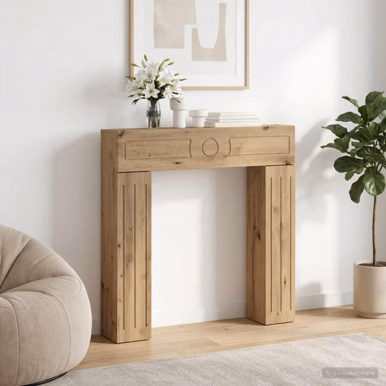 Cornice per camino artigianale vidaXL in legno color rovere, L: 102 cm, P: 18 cm, H: 100,5 cm