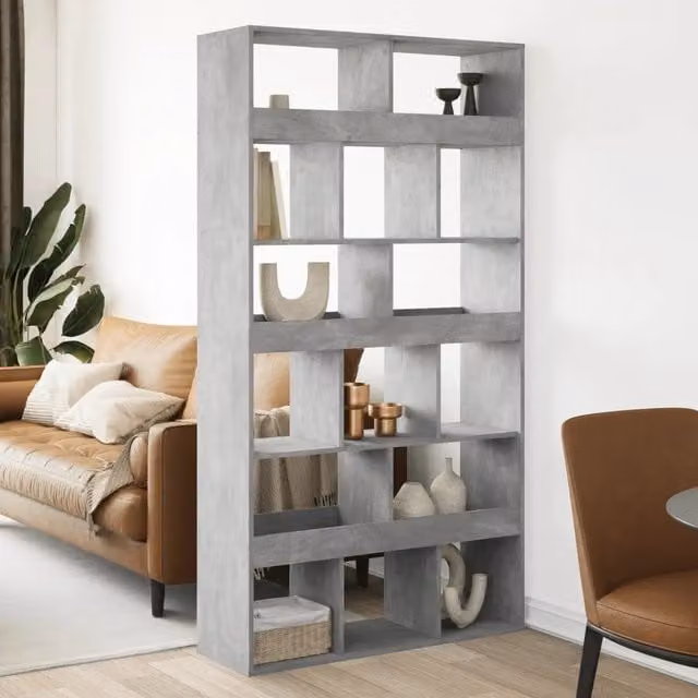 Libreria Design Mania Grigio Cemento in MDF per Soggiorno o Ufficio, L 100 cm x P 33 cm x H 187,5 cm