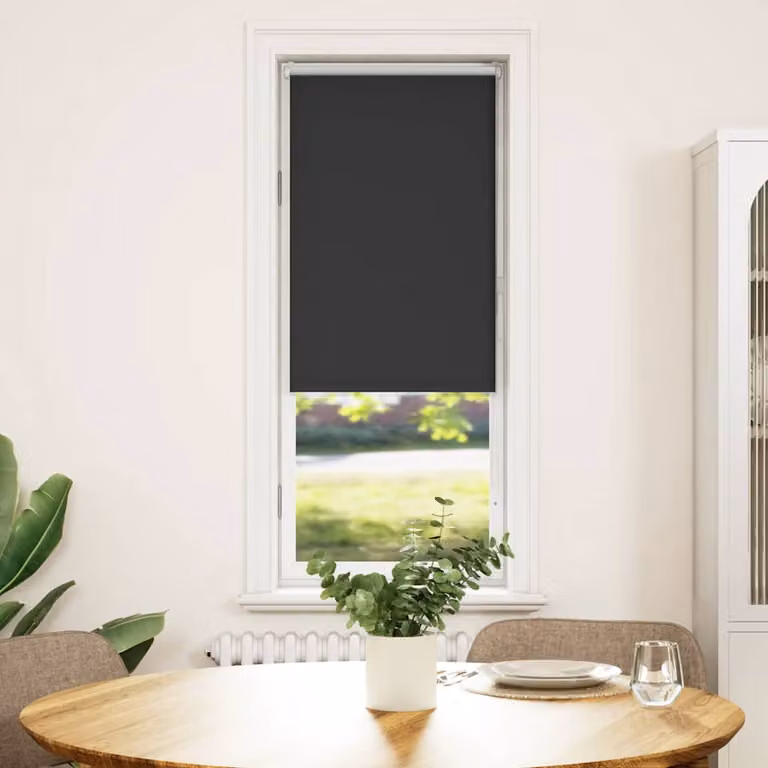 Tenda a Rullo Oscurante vidaXL in Poliestere, Colore Nero o Antracite, L: 130 cm, H: 50 cm