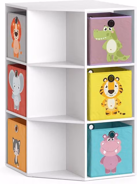 Libreria per bambini Vicco Luigi Bianco con 6 scatole pieghevoli L: 64 cm, H: 107.8 cm, P: 32 cm