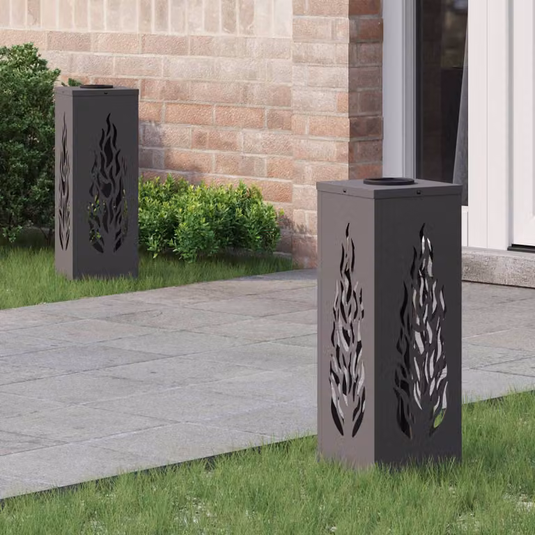 Set di 2 faretti LED solari vidaXL per sentieri e giardino, luce bianco caldo, L/P/H: 18 x 18 x 50 cm