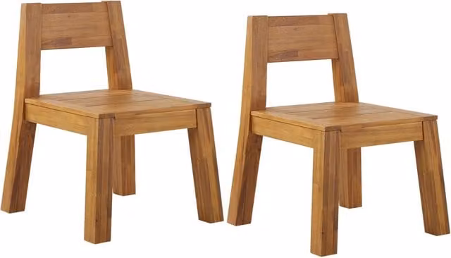 Set di 2 sedie da giardino Beliani in legno di acacia color marrone con design rustico e moderno per interno ed esterno