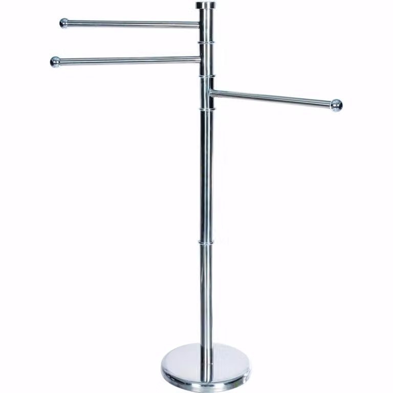 Piantana portasciugamani 3 posti VESTIAMO CASA in acciaio inossidabile color argento H 87 cm x L 37 cm x P 22 cm