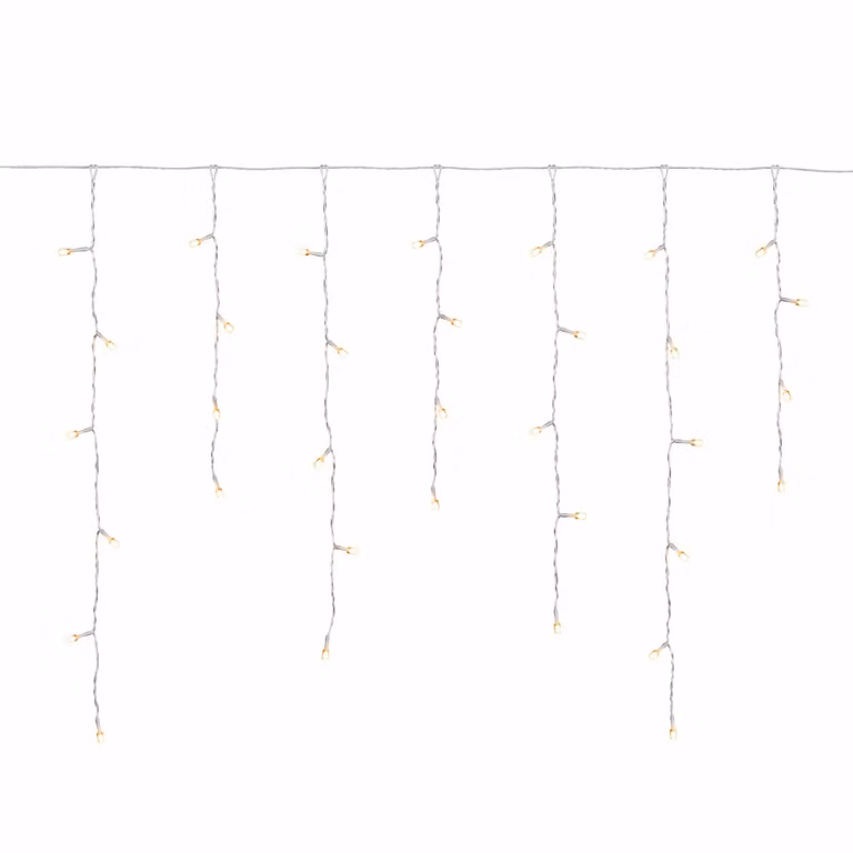DICTROLUX Tenda Luminosa Ice Light a Batteria con 64 Led Bianco Caldo, H: 0,60 m x L: 3 m