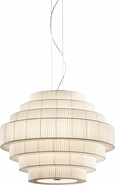 Lampada a sospensione Bover Mos in vetro bianco e beige con luce LED e altezza regolabile