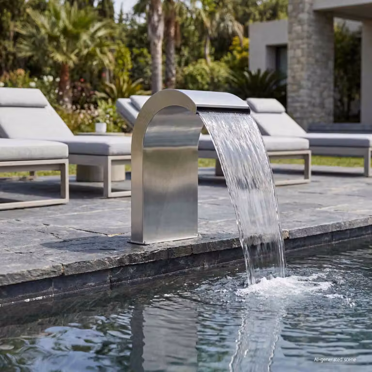 vidaXL Cascata da Piscina Moderna in Acciaio Inox con Luce LED, Colore Argento