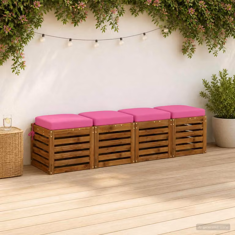 Set di 4 cuscini per sedile vidaXL SOEST in poliestere, colore rosa, con rivestimento rimovibile e lavabile