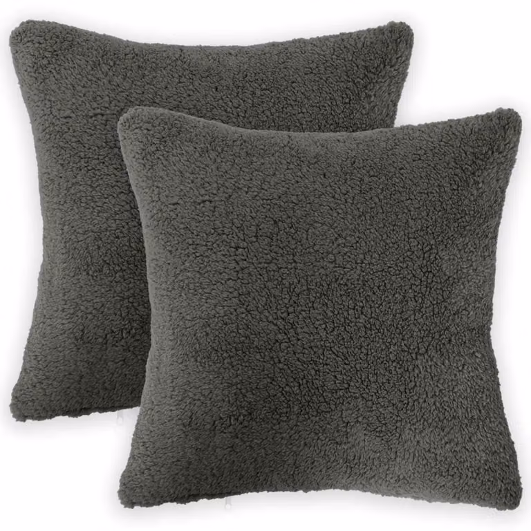 Set di 2 federe vidaXL HEERLEN in tessuto bouclé grigio scuro, L 45 cm x P 45 cm