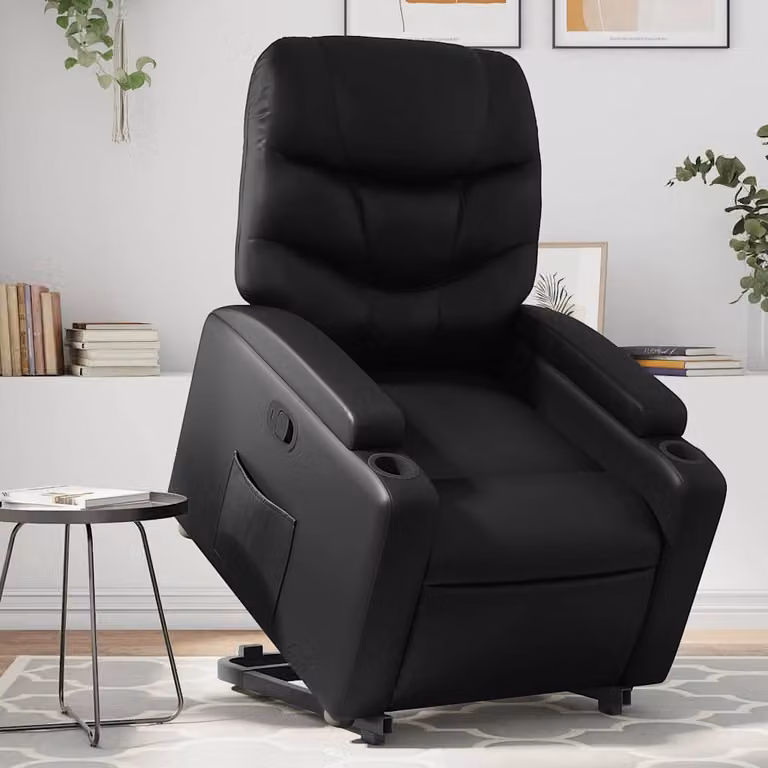 Poltrona Alzapersona Reclinabile vidaXL Nera in Similpelle con Assistenza Elettrica per Senior