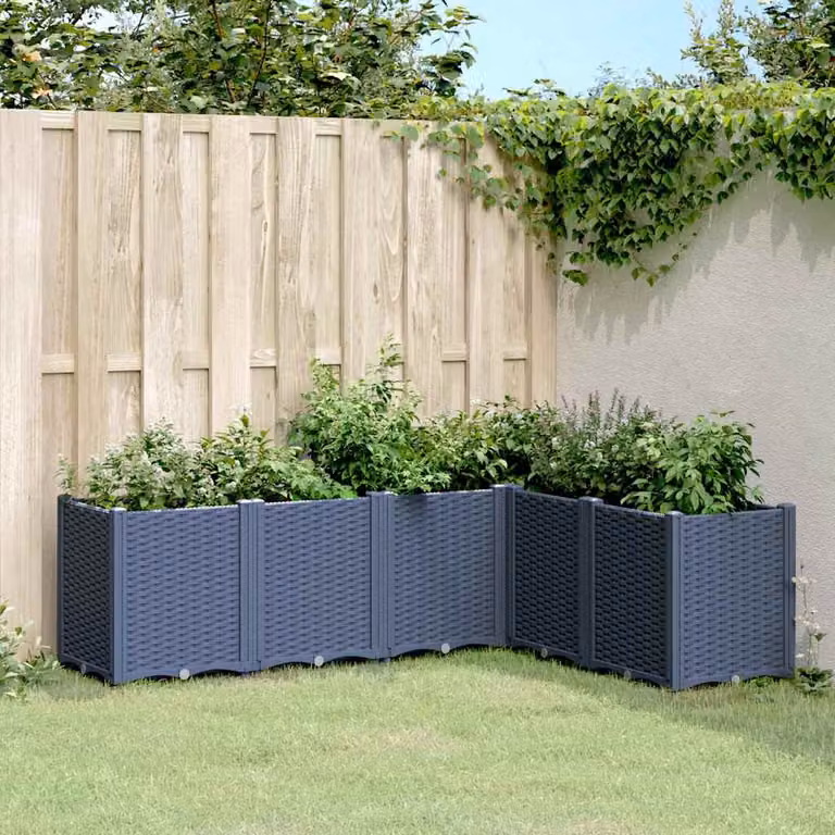 Fioriera da giardino vidaXL in plastica Grigio Blu L: 160 cm, P: 120 cm, H: 53 cm