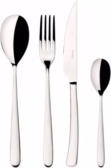 Set di posate Preludio Casa Bugatti in acciaio inossidabile argento, 24 pezzi con custodia con finestra