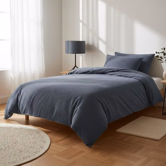 Parure copripiumino singolo KASANOVA in jersey blu melange con federa, L: 90x200 cm, Federa: 50x70 cm