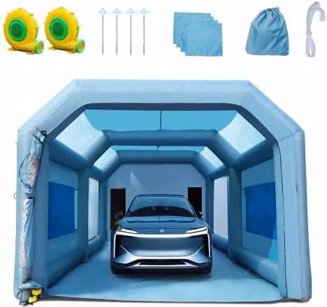 VEVOR Tenda di Verniciatura a Spruzzo Gonfiabile per Auto Moto SUV Blu con 2 Ventilatori 960W 750W e Sistema di Filtrazione a 3 Strati in Oxford 210D