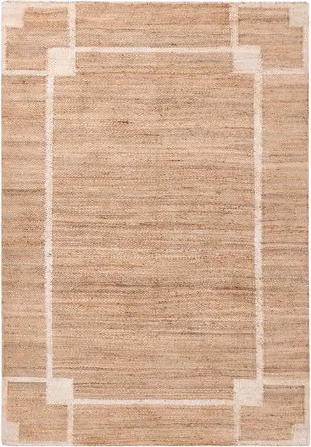 Tappeto Beliani in juta e cotone beige chiaro con motivo intrecciato rettangolare in stile rustico per soggiorno e camera da letto L: 230 cm, P: 160 cm
