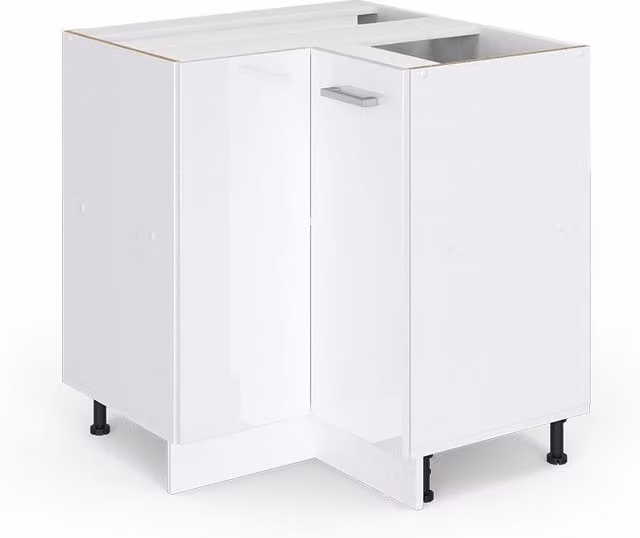 Armadio ad angolo universale R-Line Vicco Bianco lucido con ante a battente L: 75,6 cm, P: 46,0 cm, H: 81,6 cm