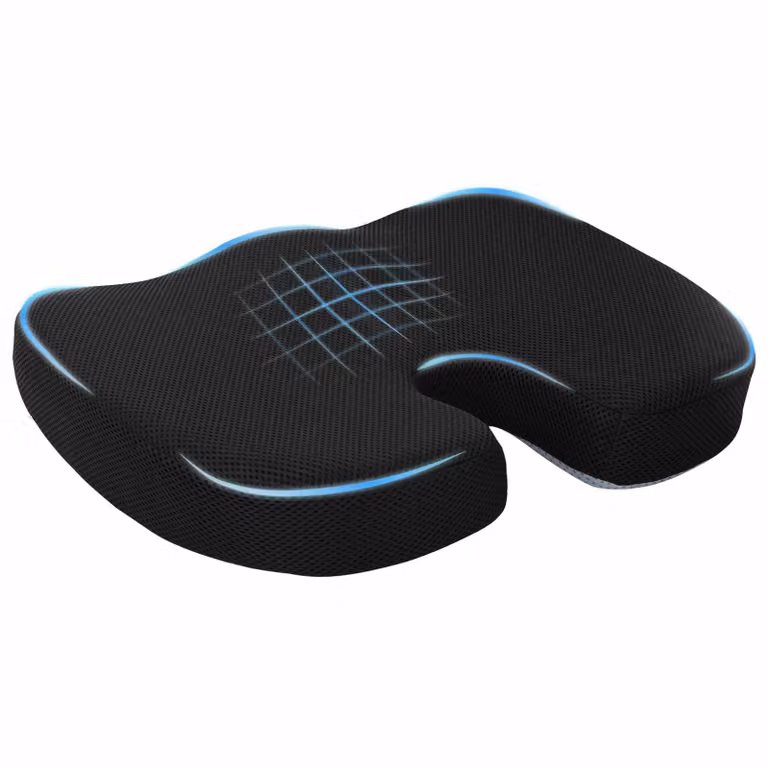 Cuscino per la seduta ergonomico in memory foam vidaXL, Nero, L 47 x P 36,5 x H 8 cm