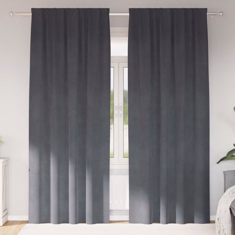 Set di 2 tende oscuranti vidaXL in velluto grigio, L: 140 cm, H: 260 cm