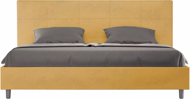 Letto matrimoniale king size BS COM imbottito in microfibra ocra L 190 x P 210 cm