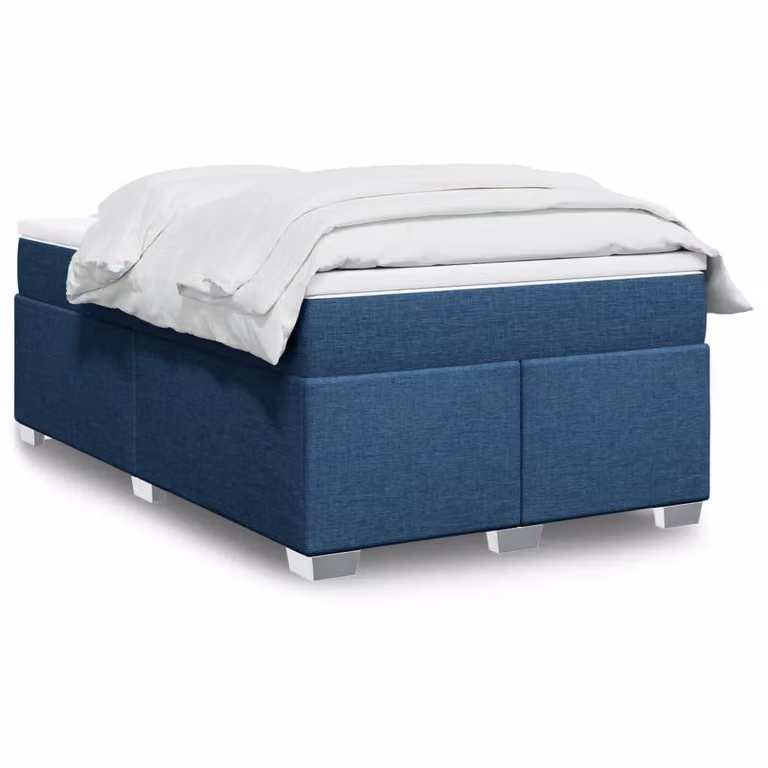 vidaXL Giroletto a Molle Ibrido con Materasso in Tessuto Blu e Bianco, L/P/H: 120 x 200 cm