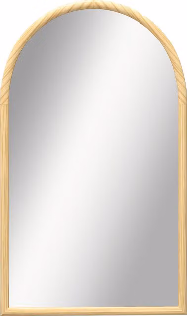 Specchio da parete ad arco HOMCOM con cornice in legno naturale, colore marrone, L: 110 cm, H: 65 cm