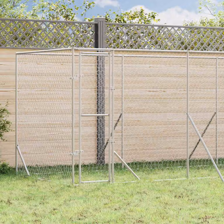 Cuccia per cani da esterno vidaXL in acciaio zincato argento L: 6 m, P: 2 m, H: 2 m