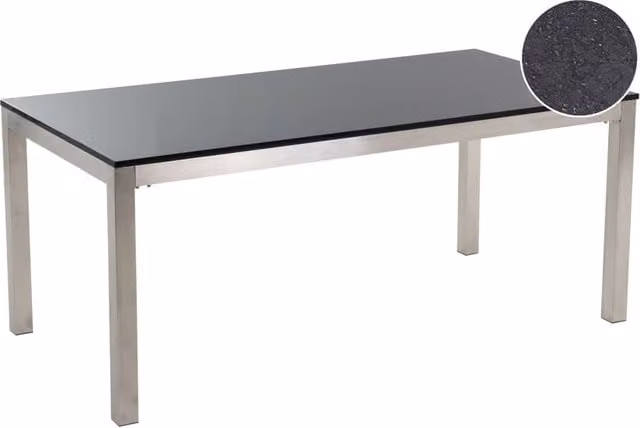 Tavolo da riunione Beliani per ufficio e casa con piano in pietra naturale nera e struttura in metallo, stile moderno, L: 180 cm, P: 90 cm, H: 76 cm