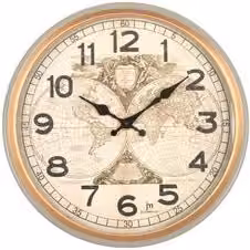 Orologio da parete analogico Lowell Mappamondo stile vintage beige Diametro: 30 cm