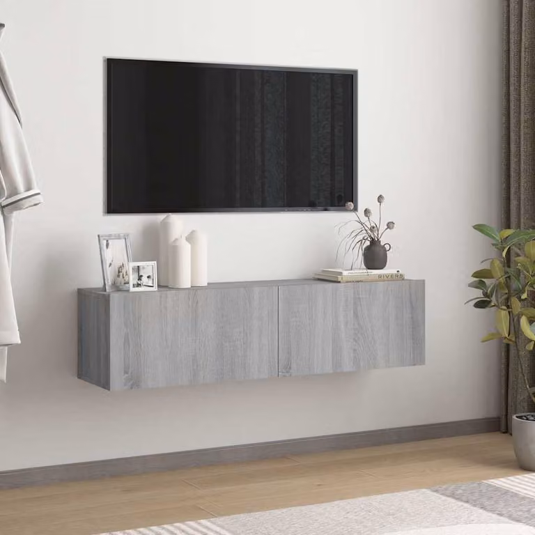 Mobile Muro TV Moderno vidaXL in Legno MDF Grigio L: 120 cm, P: 30 cm, H: 30 cm