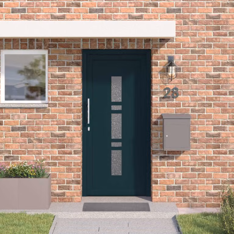 Porta Frontale Moderna vidaXL in PVC e Vetro, Colore Antracite, L: 98 cm, H: 208 cm