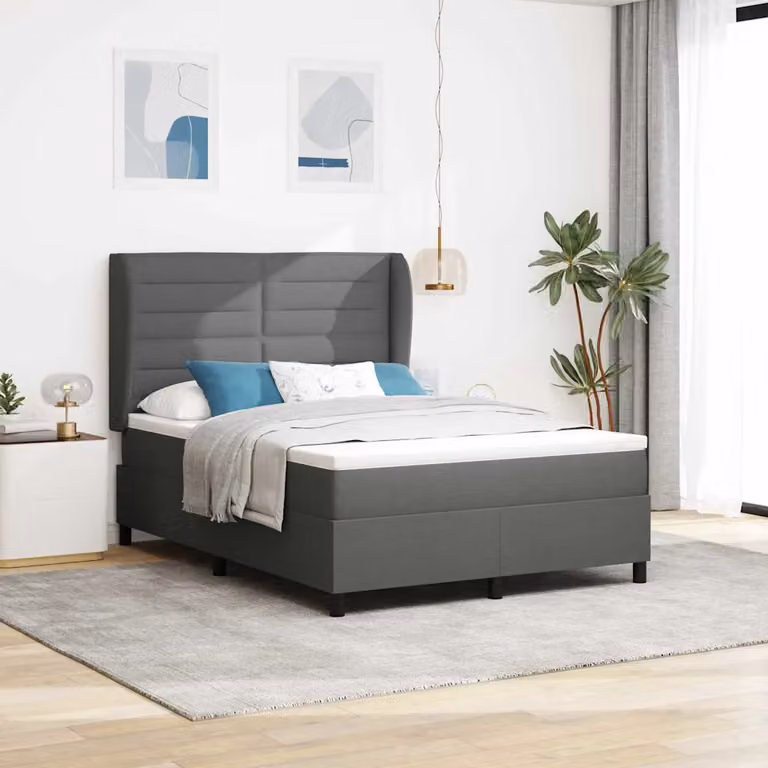 Letto a molle con materasso vidaXL in tessuto Grigio scuro L/P/H: 160 x 200 x 128 cm