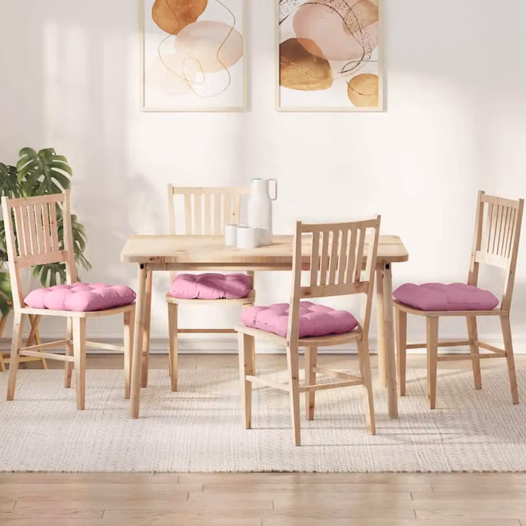 Set di 4 cuscini per seduta quadrati vidaXL in tessuto rosa, lavabili in lavatrice, L 40 x P 40 x H 12 cm
